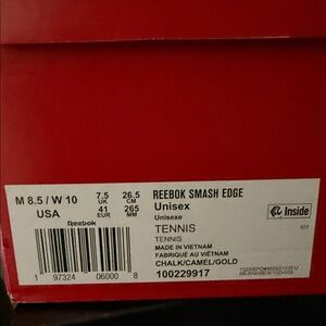 Reebok Smash Edge Tennis Shoes - Chalk, Camel, Gold